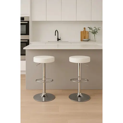 Комплект барних стільців Costway Loreto з круглим сидінням білий - фото 2
