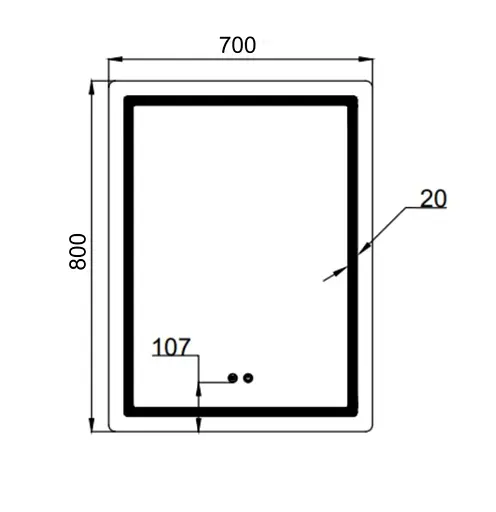 Дзеркало Qtap Mideya (MI2) прямокутне з LED-підсвічуванням Touch QT2078DCF7080 - фото 3