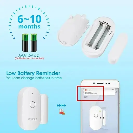 Wi-Fi датчик открытия дверей и окон Fuers WIFID01, сообщения на смартфон - фото 6