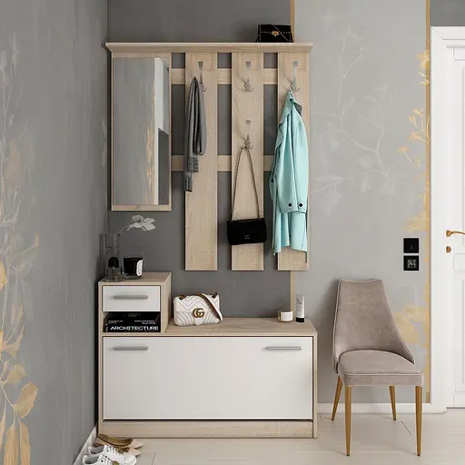 Прихожая Doros Alice Белый/Дуб Сонома 1 зеркало 100х25х182,9 (44900238) - фото 13