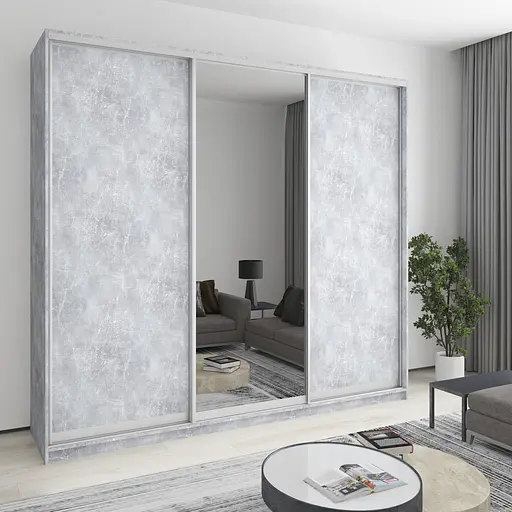 Шафа-купе тридверна MebelStar Комбо AL 2ДСП/Дзеркало 260x45x240 см Бетон (MBS-2150)
