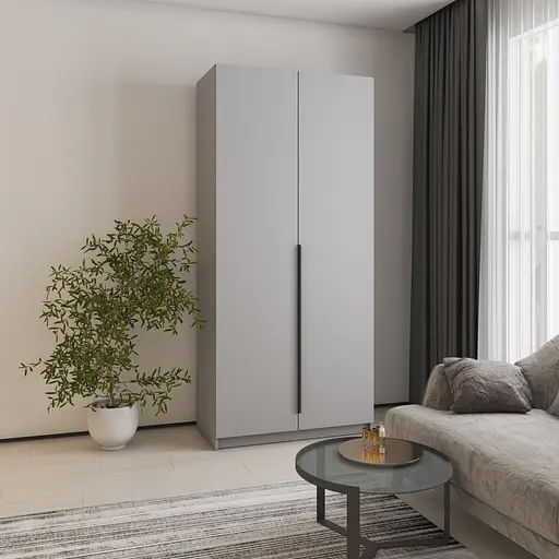 Шкаф 2-дверный MebelStar Оскар ДСП BG, блок ящиков+полки 100x52x220 см Серая мышка (MBS-4526)