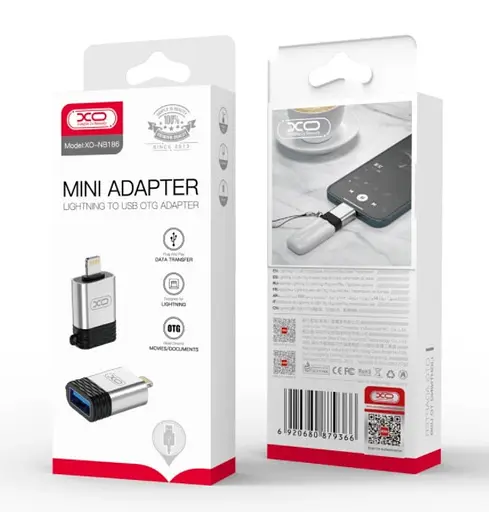 Адаптер XO NB186 Lightning to USB OTG adapter Серебристый - фото 3