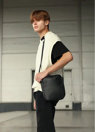 Мужская сумка мессенджер Sambag Makros черная 23 × 19 × 7 см (70220001m) - фото 2