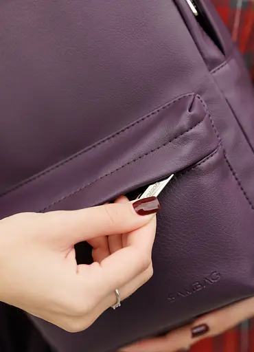 Женский рюкзак Sambag Brix Classic бархатный 35 х 25 х 12 см (14511022) - фото 5