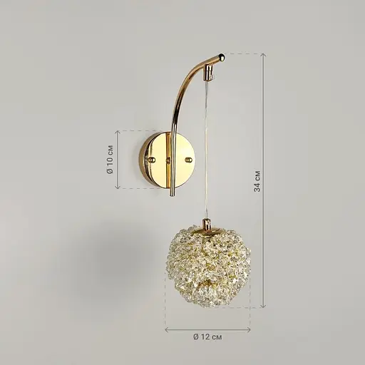 Бра Line F у золотому корпусі із кришталевим плафоном Ø 12 см Арт. W886/1 FGD - фото 5