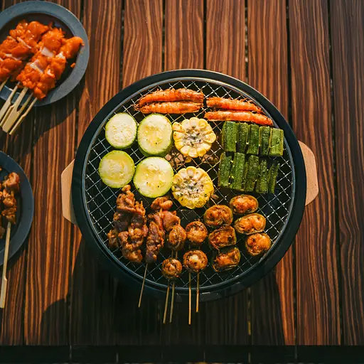 Печь настольная круглая с решеткой гриль и сковородкой Naturehike CNK2550CF010 36х32.6х12 см хромированное железо - фото 7