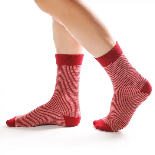 Высокие носки в полоску бесшовные 100% ORGANIC cotton JILL ANTONY красные 38-40 - фото 1