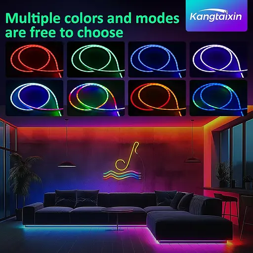 Kangtaixin 3.3FT/1M Світлодіодні неонові мотузкові світильники, RGB LED Strip Lights Керування застосунком, синхронізація музики - фото 6