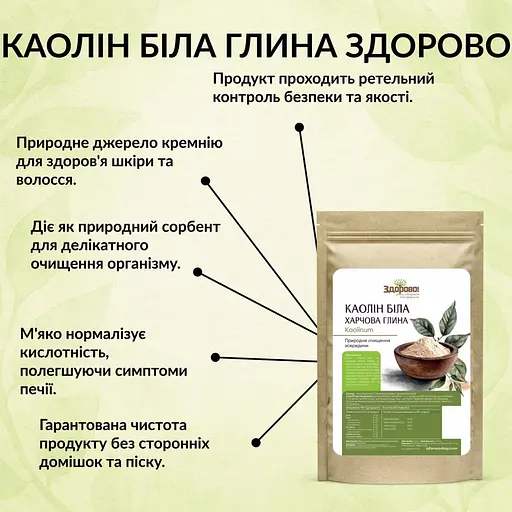 Каолін біла харчова глина Здорово! 1 кг - фото 4