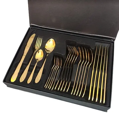 Набор столовых приборов A-Plus 1421 Gold 6 персон 24 Золотой - фото 5