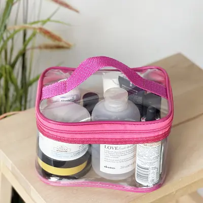 Комплект прозорих косметичок 2 шт (рожевий) - фото 4