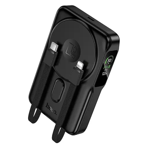 Power bank Hoco Q48 10000mAh PD 20W 3в1 магнитный с функцией беспроводной зарядки черный - фото 1