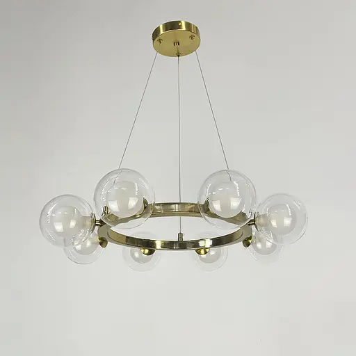 Кольцевая латунная люстра с 8 двойными плафонами Ø 50 см Ст. MJ 207/8 AB | Line F - фото 1