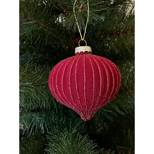 Ялинкова іграшка Chomik Дзиґа велюр 8 см червона (5900779882034_2) - фото 2