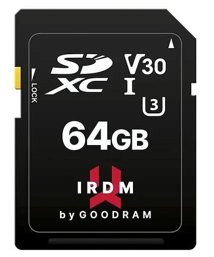 Карта памяти SDXC 64GB UHS-I/U3 Class 10 Goodram IRDM S3A0 R100/W40MB/s (IR-S3A0-0640R12) - фото 1