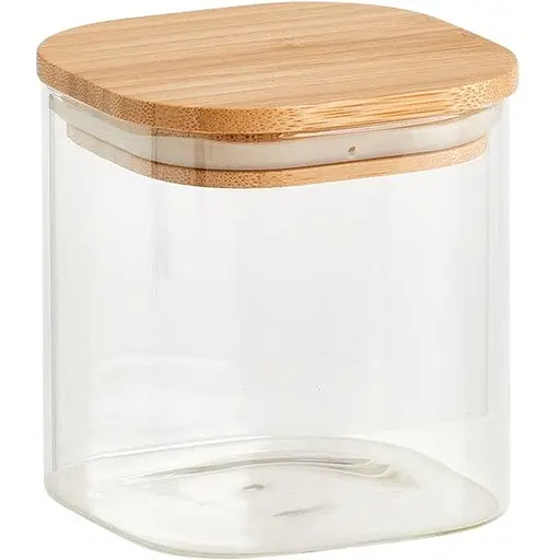 Банка для зберігання Lumines квадратна скляна з бамбуковою кришкою 800 мл 10х10 см (BS1010)