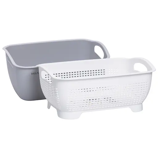 Кошик для миття овочів та фруктів Yiwu пластиковий 29.5х21х11 см сірий HP-45-6G - фото 2