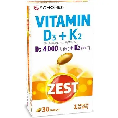 Зест Витамин D3 4000 МЕ+К2 желатиновые капсулы №30 - фото 2