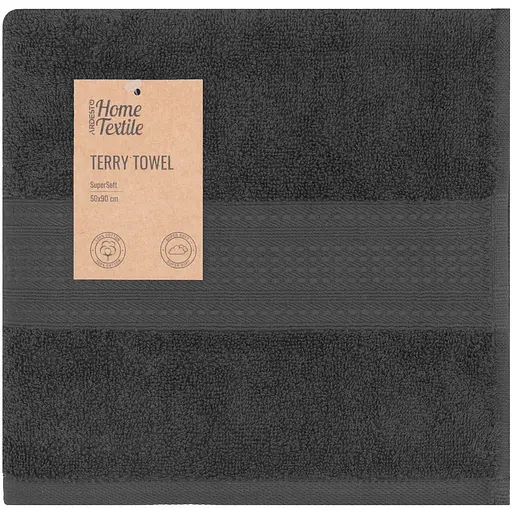 Рушник махровий Ardesto SuperSoft 50х90 см 100% бавовна темно-сірий (ART2250MCP)  - фото 1