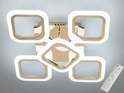Багатофункціональна світлодіодна люстра на пульті, 50 Вт, золото - фото 1