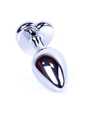 Анальна пробка с кристаллом Jewellery Silver Heart Plug 7х2.7 см (красный) - фото 7