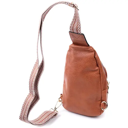 Женская сумка Vintage через плечо из экокожи с акцентом на текстильную лямку 15х25х5 см sum0026972 - фото 2