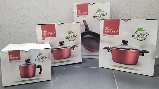 Набір каструль Casa Royal Elite Titanium із покриттям Bio Titanium 7 предметів Червоний - фото 10