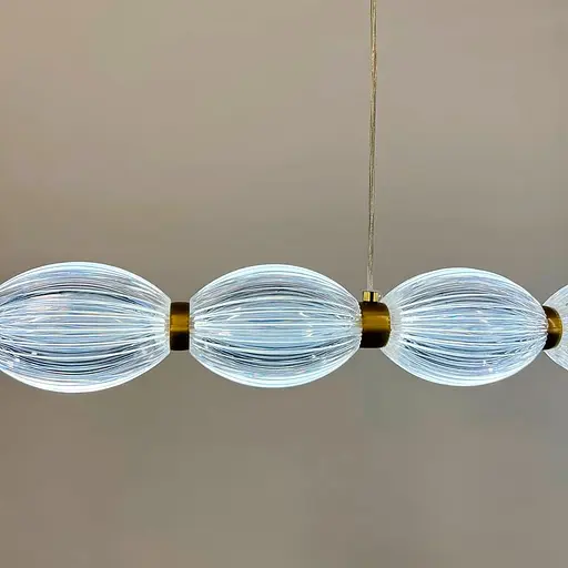 Led люстра з прозорими рельєфними кульками у латунному видовженому корпусі 100 см | Line F | Арт. MJ343-1000L - фото 5