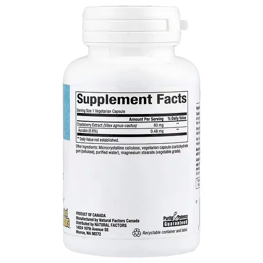 Натуральная добавка Natural Factors Womensense Vitex Chasteberry Extract, 90 вегакапсул для поддержки женского гормонального баланса - фото 2