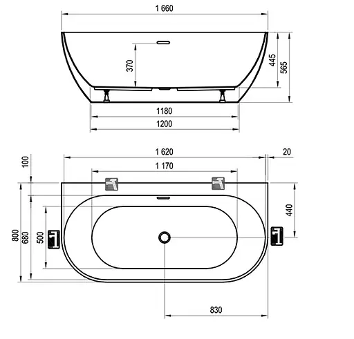 Ванна акриловая Ravak Freedom W 160x80 XC00100024 - фото 3
