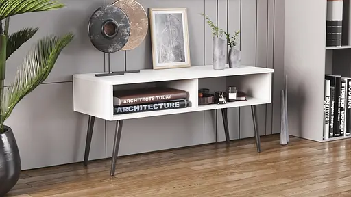 Тумба під ТВ Невада Ferrum-decor 45x100x38 Чорний метал ДСП Білий 16 мм (FRD-106725) - фото 3