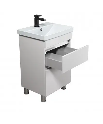 Тумба Мойдодир MoonShine 50 з умивальником Sempre 50 підлогова Білий - фото 2