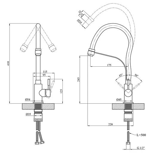 Змішувач для кухні Kroner Element 211512B-0101 (CV035980) - фото 10