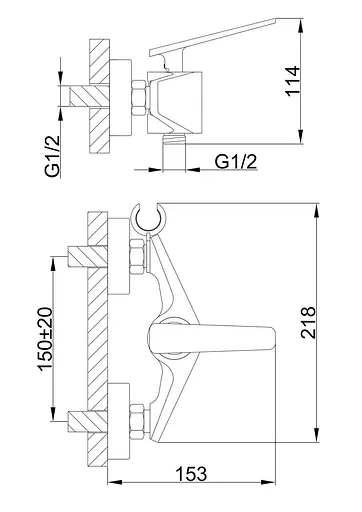 Змішувач для гігієнічного душу зовнішнього монтажу 150 мм Frap F2057, чорний/хром, Чорний матовий - фото 4