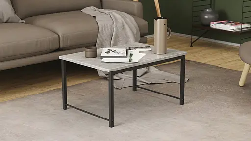 Стіл журнальний приставний Террі Комбо Ferrum-decor 345x662x440 Чорний метал ДСП Бетон 16 мм (FRD-105142)