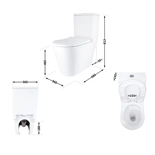 Унитаз-моноблок напольный Qtap Swan Ultra Quiet безободковый с сиденьем Soft-Close White QT16226080AW, Белый - фото 2