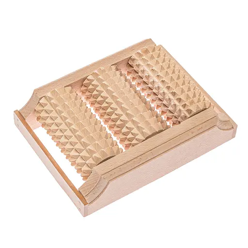 Масажер для ніг дерев'яний зубчастий на 3 ролика Праймед 18.5х14х6 см, Woodly 84219 - фото 4