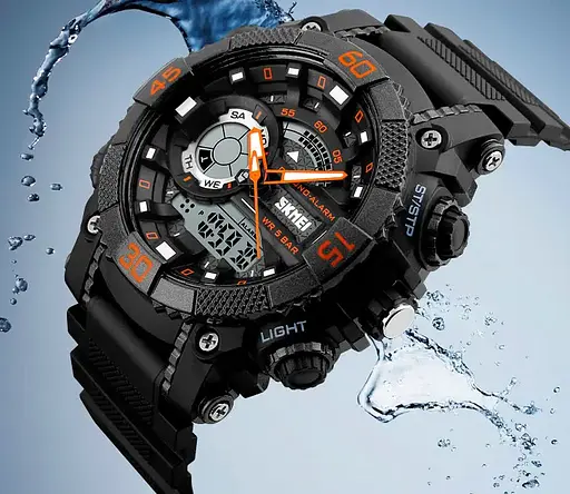 Чоловічий спортивний наручний годинник Skmei 1228 Помаранчевий - фото 2