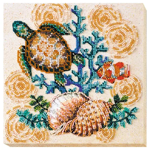 Набор-миди для вышивки бисером "Морские жители" AMB-030 на натуральном полотне