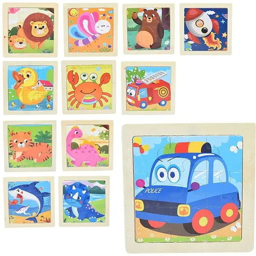 Пазли дерев’яні, 9 деталей, тварини, 11x11x0.5 см (В асортименті)