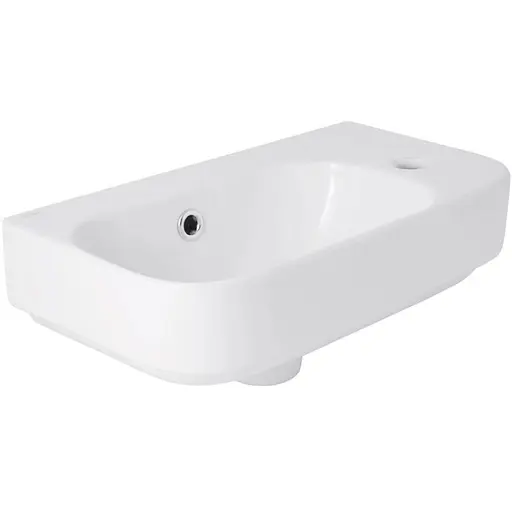 Раковина підвісна Qtap Tern 450х250х158 мм, White, права, прямокутна, без донного клапана QT1711H02LW - фото 1