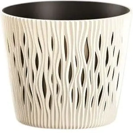 Горщик з кашпо для рослин 2в1 Prosperplast Sandy Round 3 л бежевий