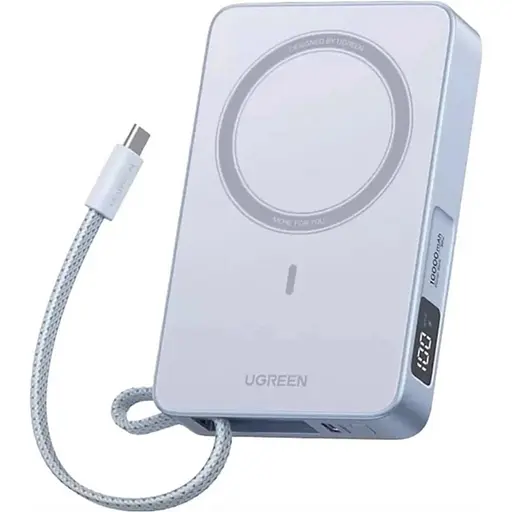 Магнитный павербанк Ugreen PB594 с беспроводной MagSafe зарядкой голубой 30W 10000 мАч - фото 1