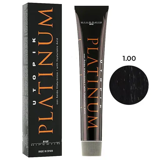 Професійна стійка крем-фарба для волосся з аміаком Hipertin Utopik Platinum 1.00 - Black 60 мл - фото 2