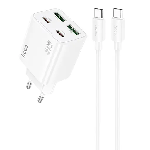 СЗУ Hoco N56 Fundador PD30W four-port (2USB-A/2C) + кабель Type-C to Type-C