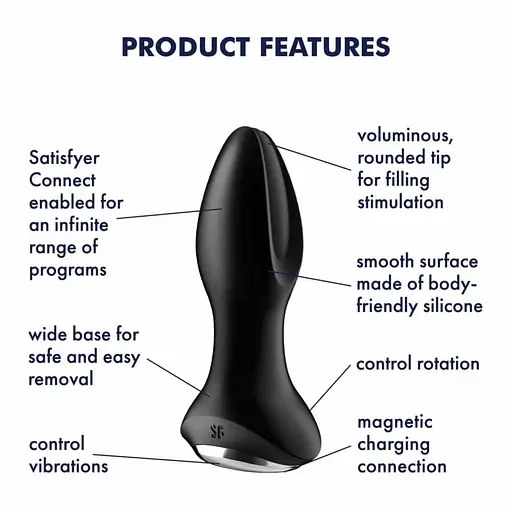 Анальна пробка Satisfyer Rotator Plug 2+ 12.8 см (чорний) - фото 8