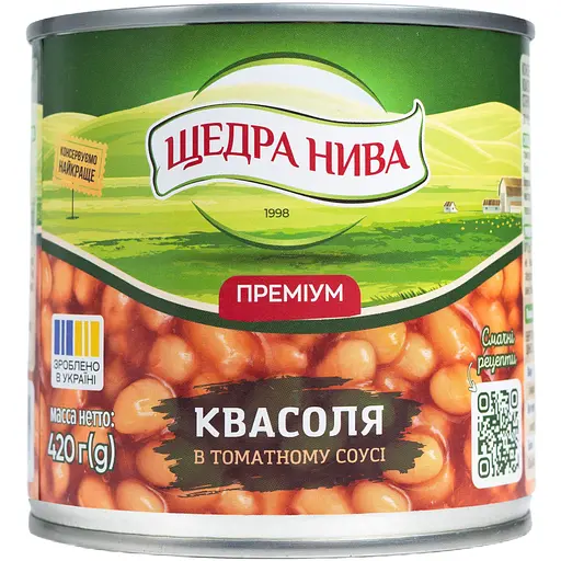 Фасоль Щедра нива в томатном соусе стерилизованная 420 г