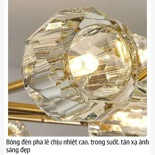 Кришталева світлодіодна люстра Блик 8610 (Золота) 6 плафонів - фото 5