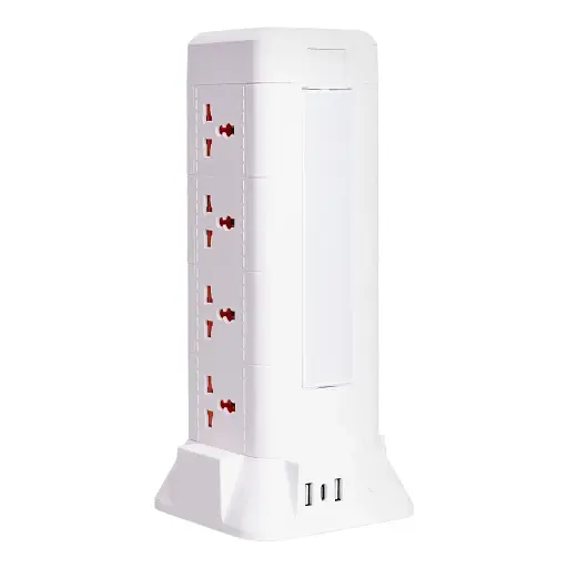 Мережевий фільтр-подовжувач Yiwu HP-5-11MF TOWER B24 4,8 м 12 розеток 3USB + 1PD LED-лампа білий  - фото 9